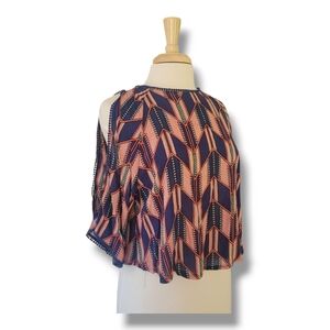 Elodie Cold Shoulder, Open Back, Round Neck Top. Size Small